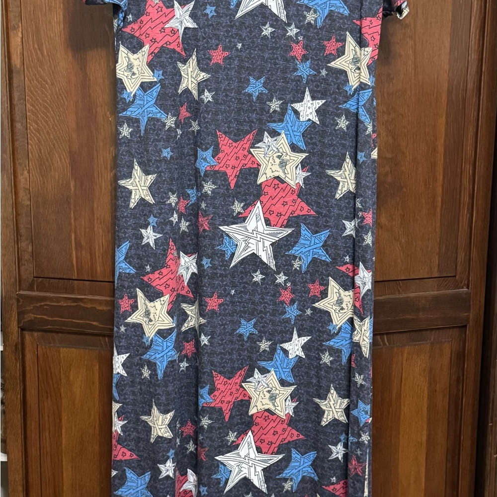 LuLaRoe Maria Maxi Dress Americana Collection Multicolor Stars - Picture 3 of 3